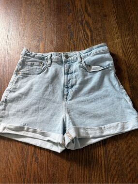 Arizona Jean Company Light Blue High-Rise Rolled Hem Denim Shorts